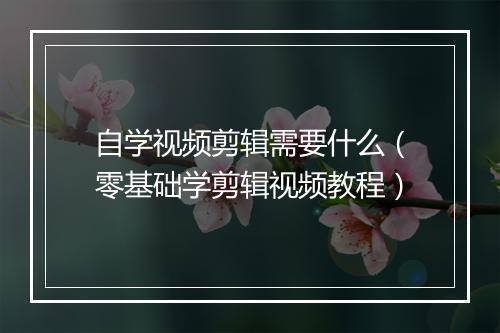 自学视频剪辑需要什么（零基础学剪辑视频教程）