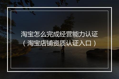 淘宝怎么完成经营能力认证（淘宝店铺资质认证入口）