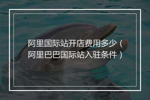 阿里国际站开店费用多少（阿里巴巴国际站入驻条件）