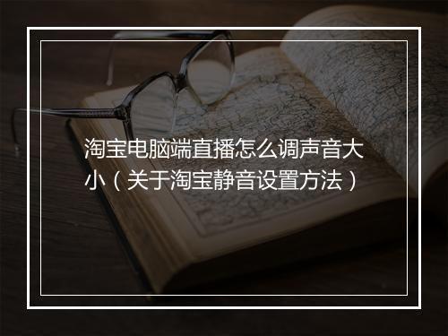 淘宝电脑端直播怎么调声音大小（关于淘宝静音设置方法）