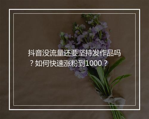 抖音没流量还要坚持发作品吗？如何快速涨粉到1000？