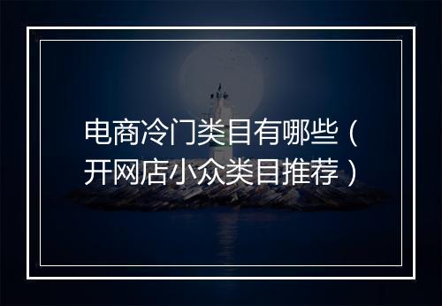 电商冷门类目有哪些（开网店小众类目推荐）