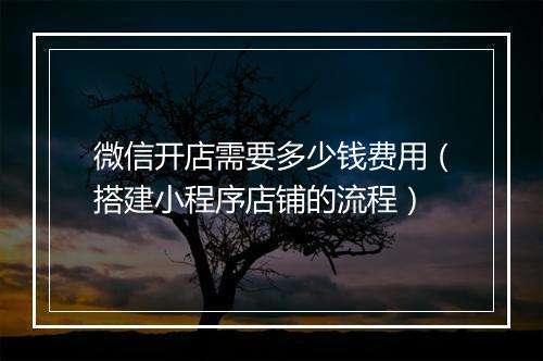 微信开店需要多少钱费用（搭建小程序店铺的流程）