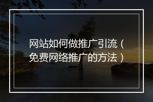 网站如何做推广引流（免费网络推广的方法）