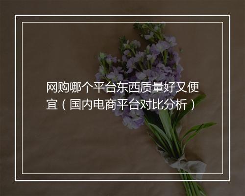 网购哪个平台东西质量好又便宜（国内电商平台对比分析）