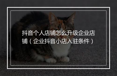 抖音个人店铺怎么升级企业店铺（企业抖音小店入驻条件）