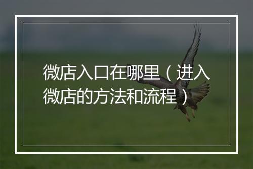 微店入口在哪里（进入微店的方法和流程）