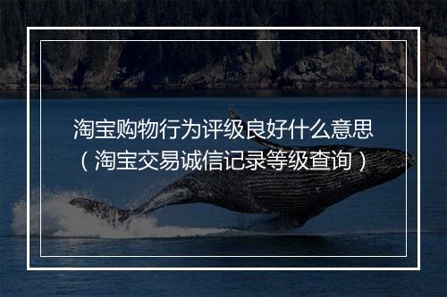 淘宝购物行为评级良好什么意思（淘宝交易诚信记录等级查询）