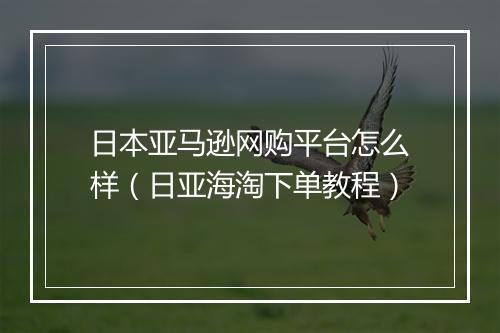日本亚马逊网购平台怎么样（日亚海淘下单教程）