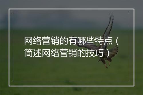 网络营销的有哪些特点（简述网络营销的技巧）