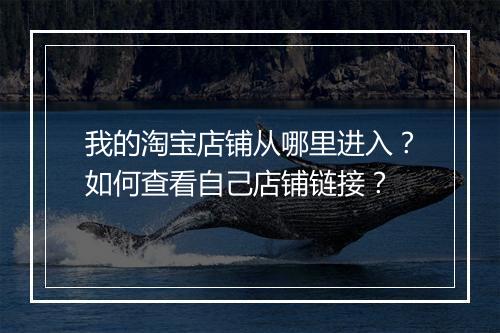 我的淘宝店铺从哪里进入？如何查看自己店铺链接？