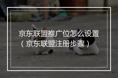 京东联盟推广位怎么设置（京东联盟注册步骤）
