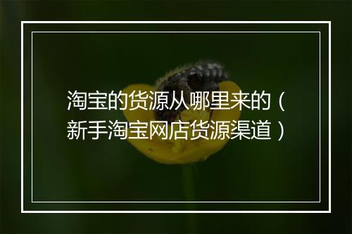 淘宝的货源从哪里来的（新手淘宝网店货源渠道）