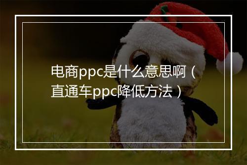 电商ppc是什么意思啊（直通车ppc降低方法）