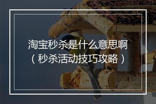 淘宝秒杀是什么意思啊（秒杀活动技巧攻略）