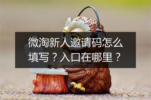 微淘新人邀请码怎么填写？入口在哪里？