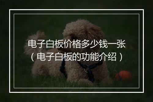 电子白板价格多少钱一张（电子白板的功能介绍）