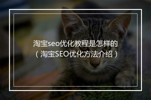 淘宝seo优化教程是怎样的（淘宝SEO优化方法介绍）