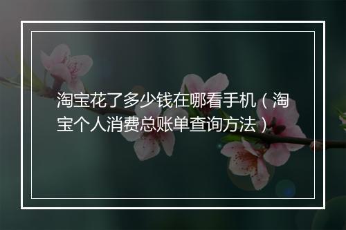 淘宝花了多少钱在哪看手机（淘宝个人消费总账单查询方法）