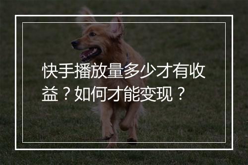 快手播放量多少才有收益？如何才能变现？