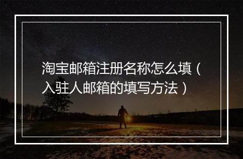 淘宝邮箱注册名称怎么填（入驻人邮箱的填写方法）