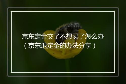 京东定金交了不想买了怎么办（京东退定金的办法分享）