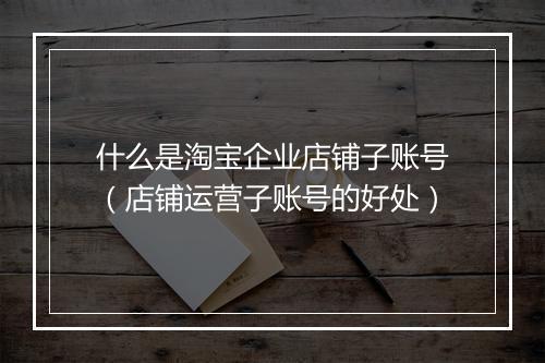 什么是淘宝企业店铺子账号（店铺运营子账号的好处）