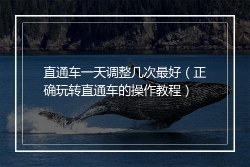直通车一天调整几次最好（正确玩转直通车的操作教程）