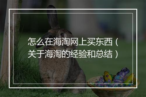 怎么在海淘网上买东西（关于海淘的经验和总结）