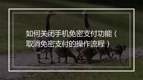 如何关闭手机免密支付功能（取消免密支付的操作流程）