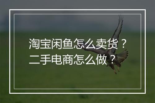 淘宝闲鱼怎么卖货？二手电商怎么做？