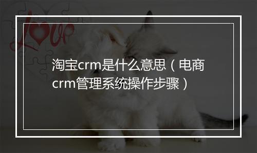 淘宝crm是什么意思（电商crm管理系统操作步骤）