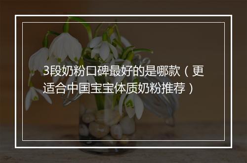 3段奶粉口碑最好的是哪款（更适合中国宝宝体质奶粉推荐）