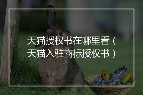 天猫授权书在哪里看（天猫入驻商标授权书）
