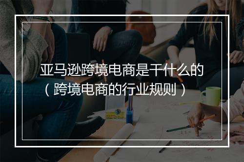 亚马逊跨境电商是干什么的（跨境电商的行业规则）