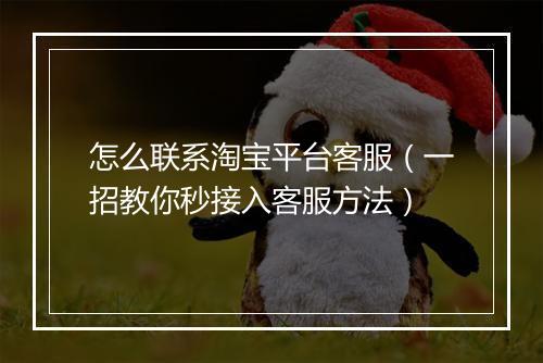 怎么联系淘宝平台客服（一招教你秒接入客服方法）