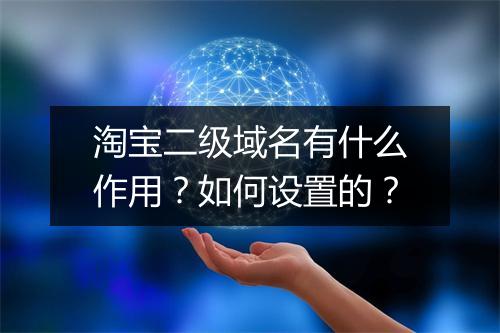 淘宝二级域名有什么作用？如何设置的？