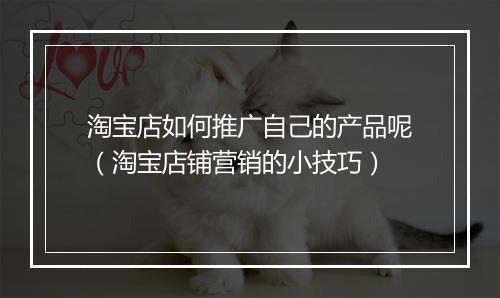 淘宝店如何推广自己的产品呢（淘宝店铺营销的小技巧）