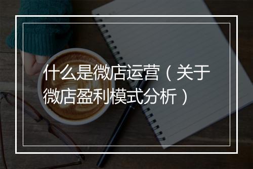 什么是微店运营（关于微店盈利模式分析）