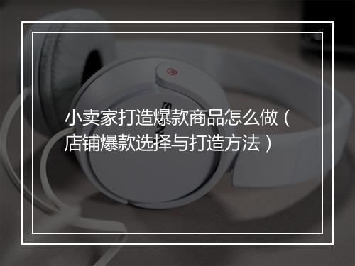 小卖家打造爆款商品怎么做（店铺爆款选择与打造方法）
