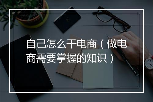 自己怎么干电商（做电商需要掌握的知识）
