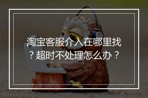 淘宝客服介入在哪里找？超时不处理怎么办？