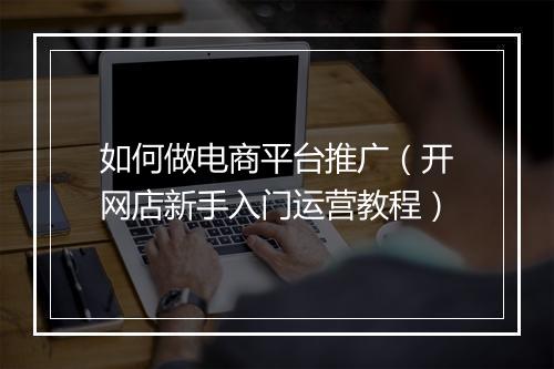 如何做电商平台推广（开网店新手入门运营教程）