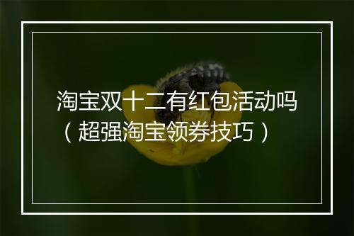 淘宝双十二有红包活动吗（超强淘宝领券技巧）