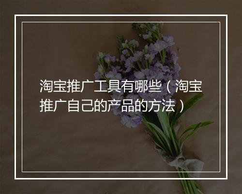 淘宝推广工具有哪些（淘宝推广自己的产品的方法）