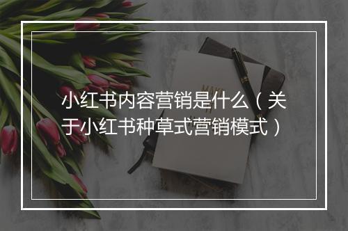小红书内容营销是什么（关于小红书种草式营销模式）