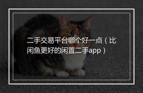 二手交易平台哪个好一点（比闲鱼更好的闲置二手app）