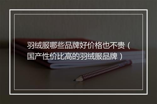 羽绒服哪些品牌好价格也不贵（国产性价比高的羽绒服品牌）