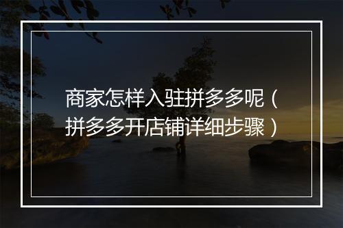 商家怎样入驻拼多多呢（拼多多开店铺详细步骤）