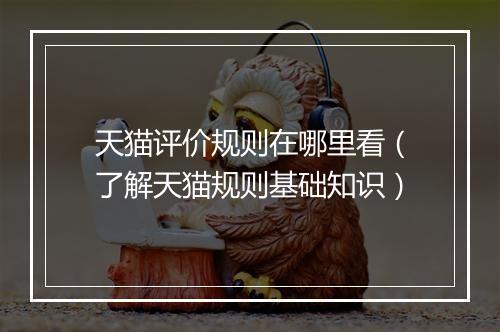 天猫评价规则在哪里看（了解天猫规则基础知识）